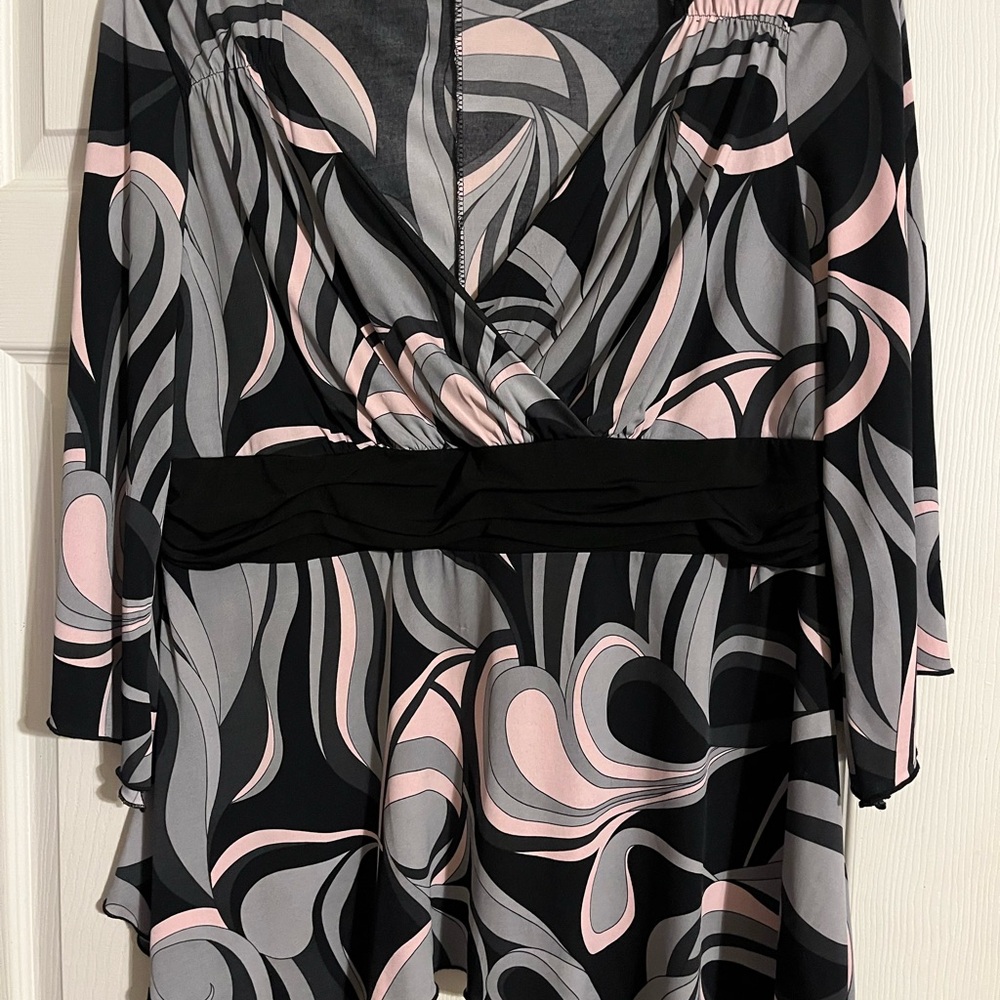 Dressbarn Black and Pink Swirl Blouse